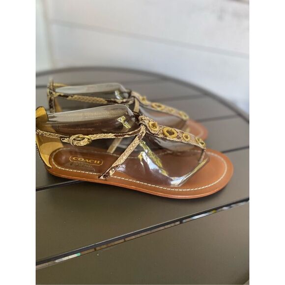NWT Coach Sieannah Snake Print Leather Thong sandals 11B - Picture 4 of 11